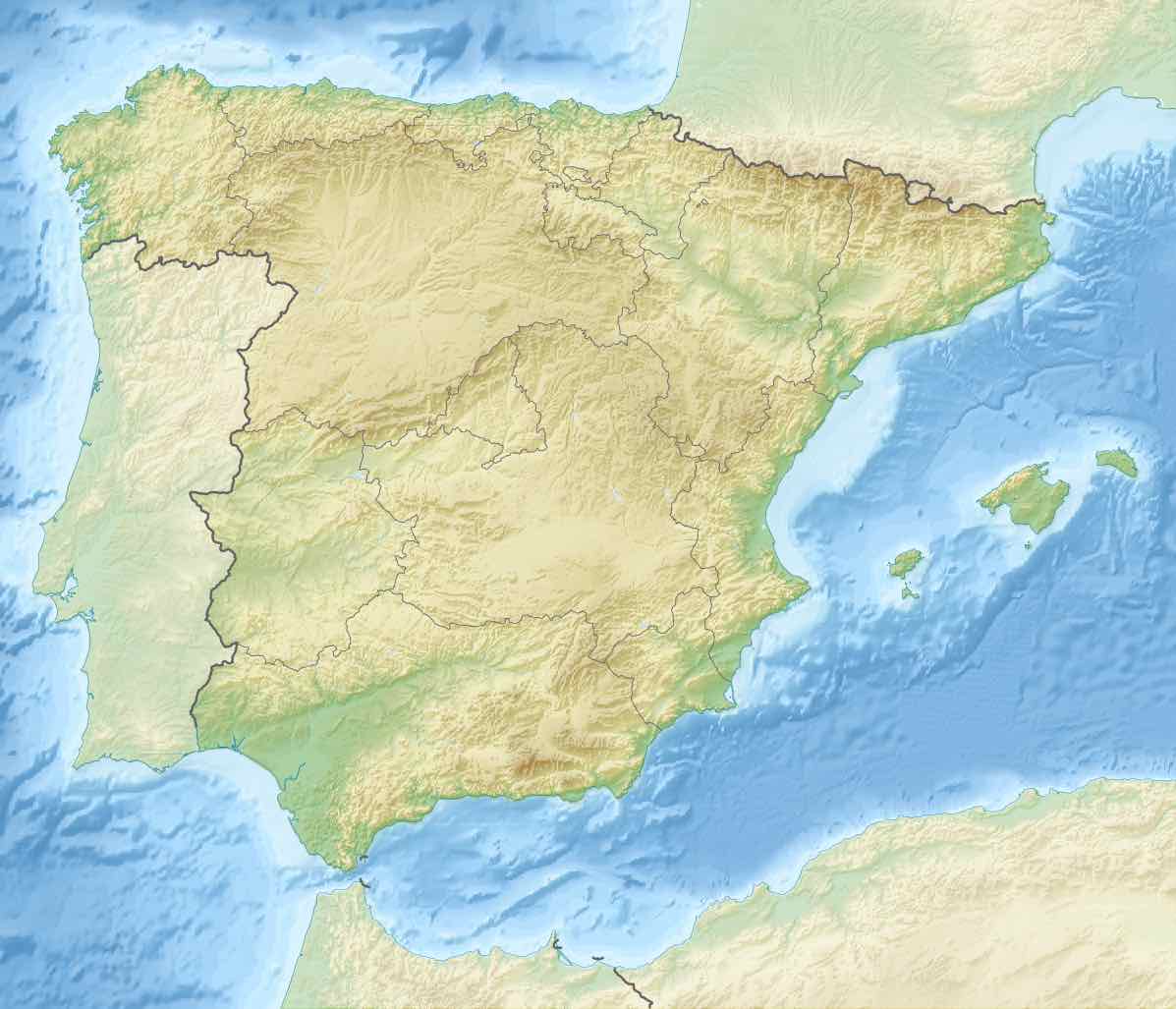 Reliëf kaart Spanje